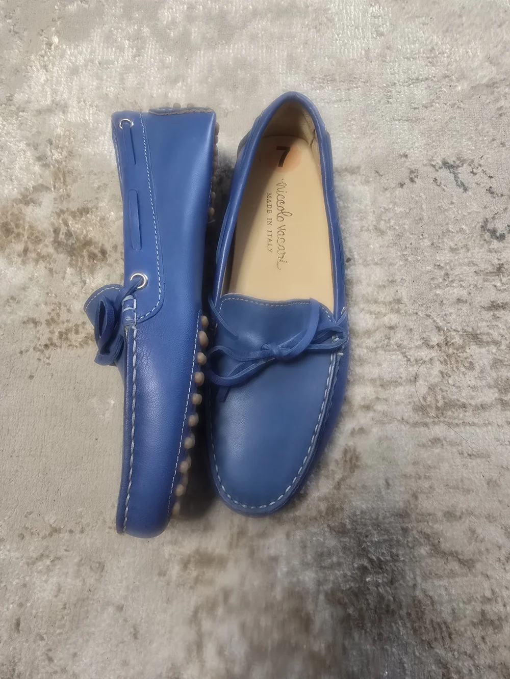 Niccolo Vacari Blue Leather Driving Loafers -